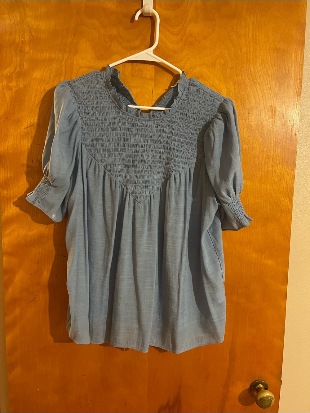 Rose & Olive Light Blue Smocked Yoke Blouse
